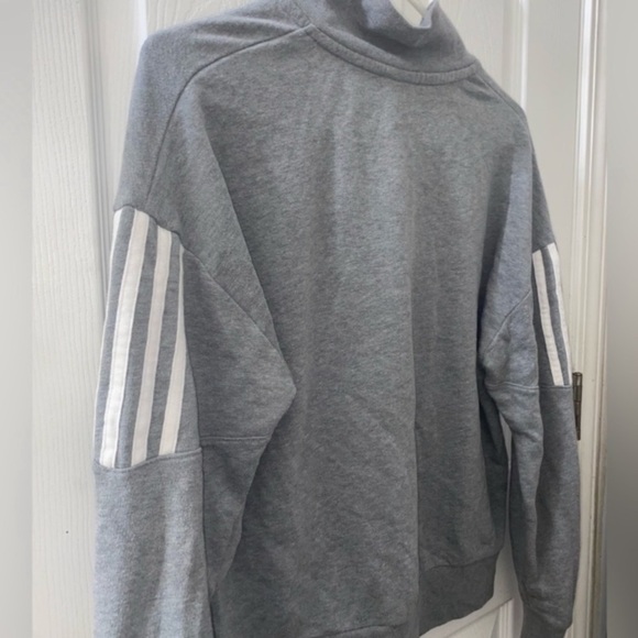 PINK Victorias Secret Woman’s 1/4 Zip Pullover Sweatshirt XS Gray White Stripes - Picture 11 of 12